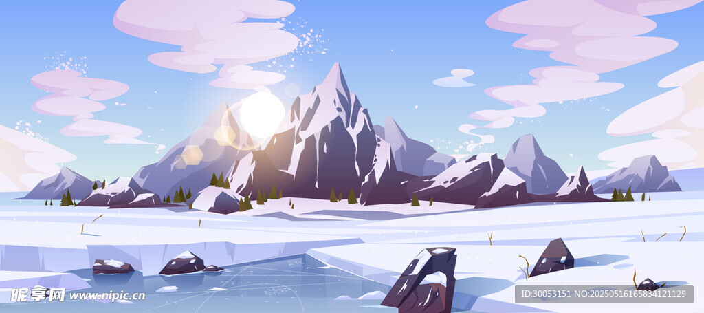 雪山风景插画