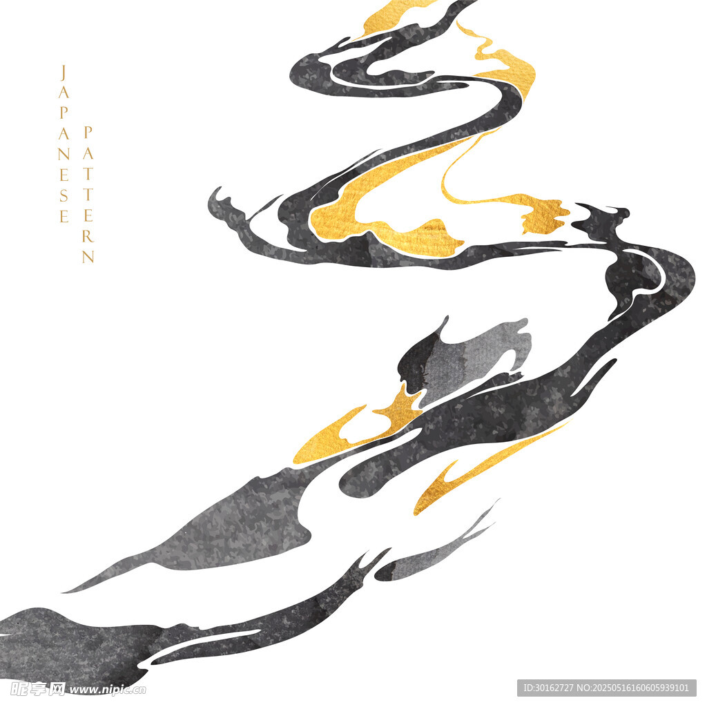 水墨风格灵动抽象龙图案