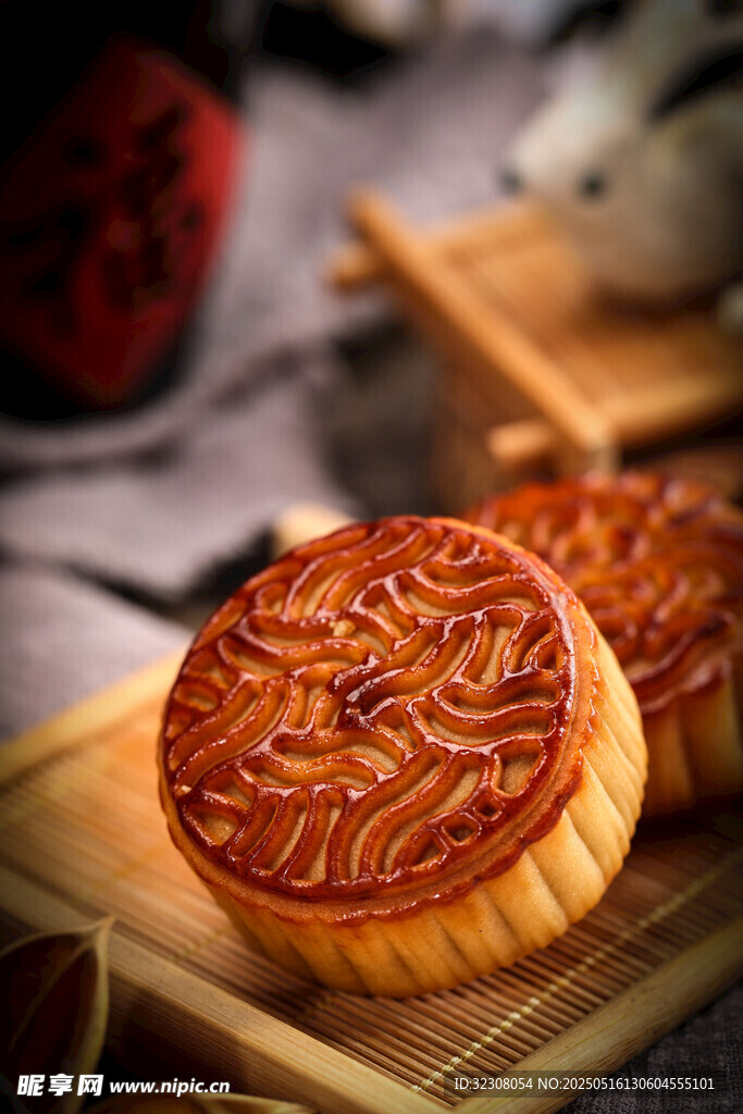 传统美味月饼特写展示