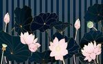 中式荷花图案背景设计