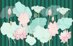 清新荷花荷叶插画图案