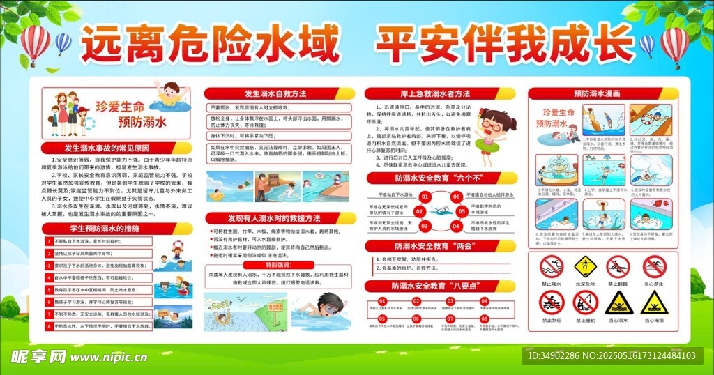 学校预防溺水展板