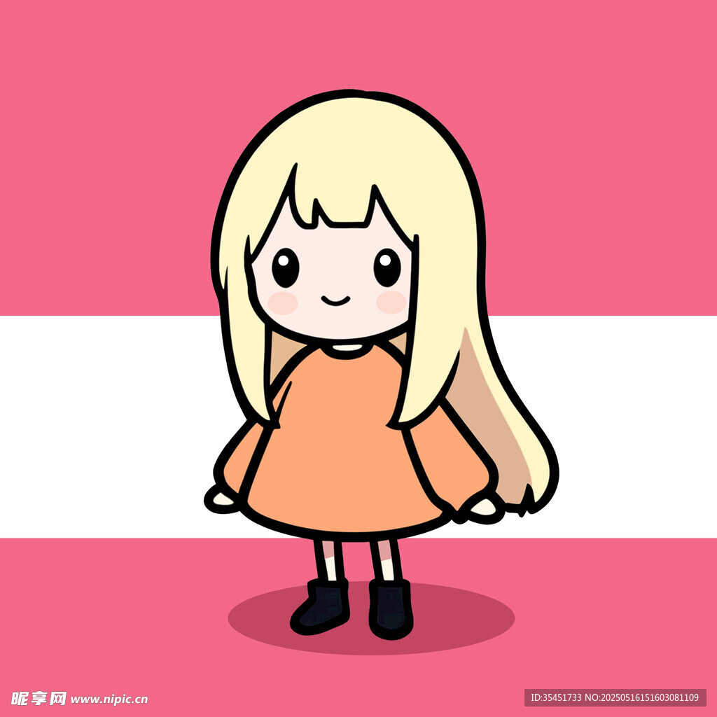 穿橙衣的金发卡通女孩