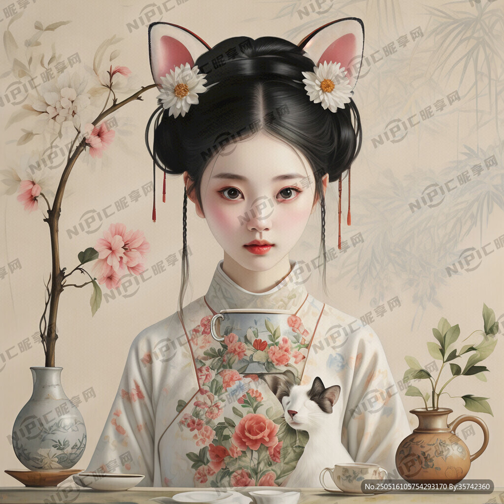 少女 有猫耳朵 茶文化 有茶