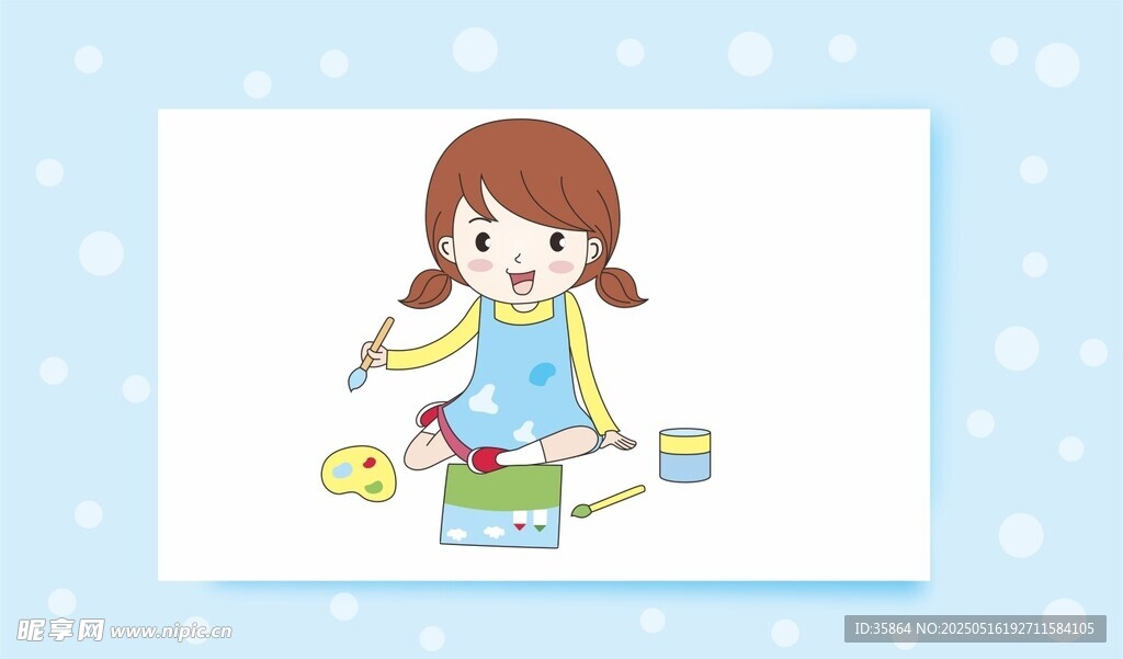 画画的小女孩