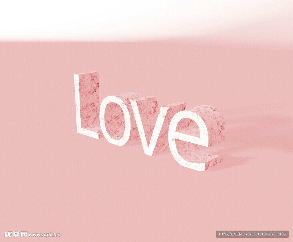 粉色背景上的立体Love