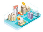 城市建筑立体景观图矢量素材