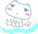 云朵上的猫咪与小老鼠