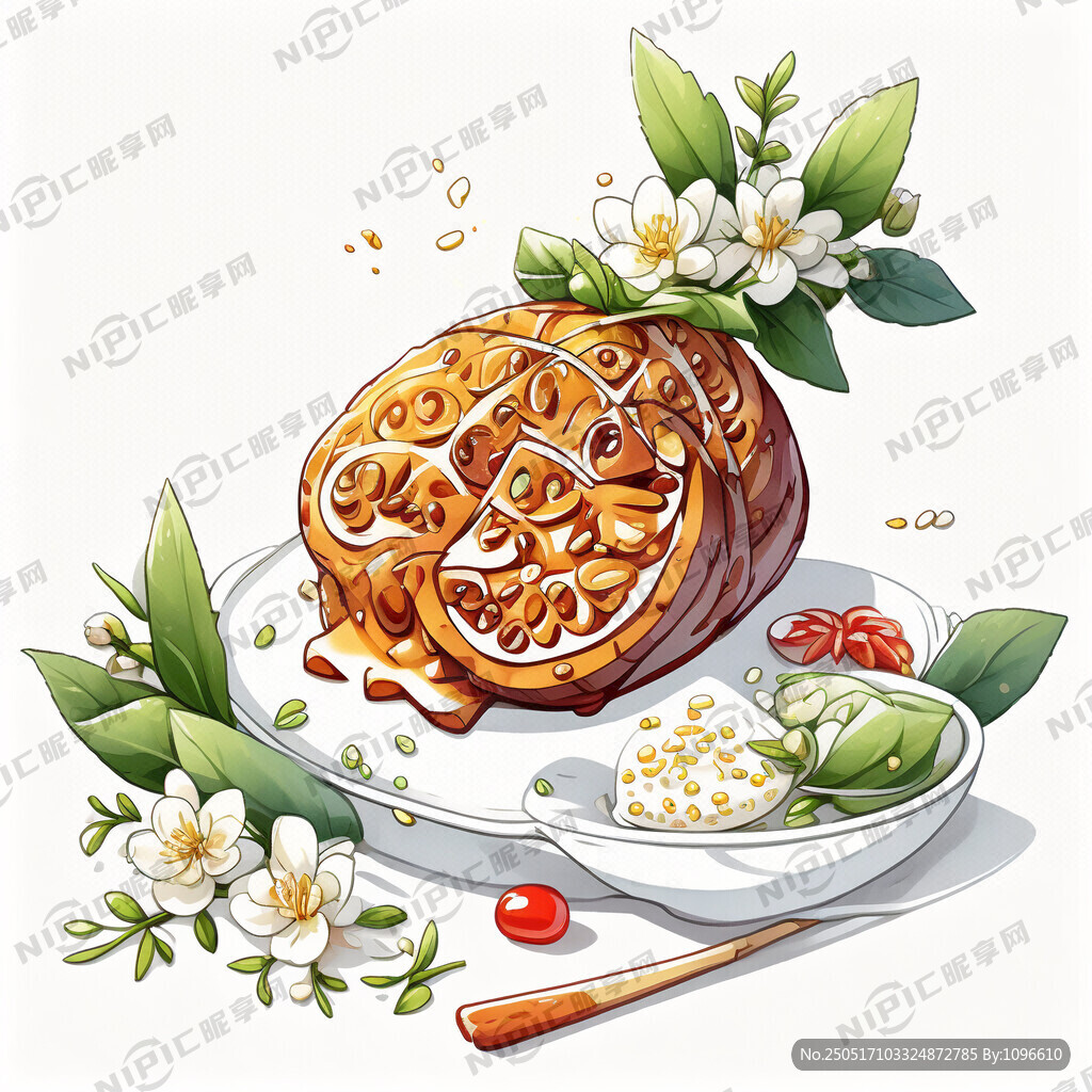 卡通桂花糯米藕 设计清新自然