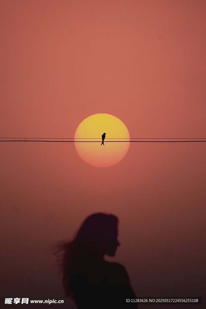 夕阳下的孤独身影