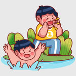 夏日戏水吃冰棍的欢乐瞬间