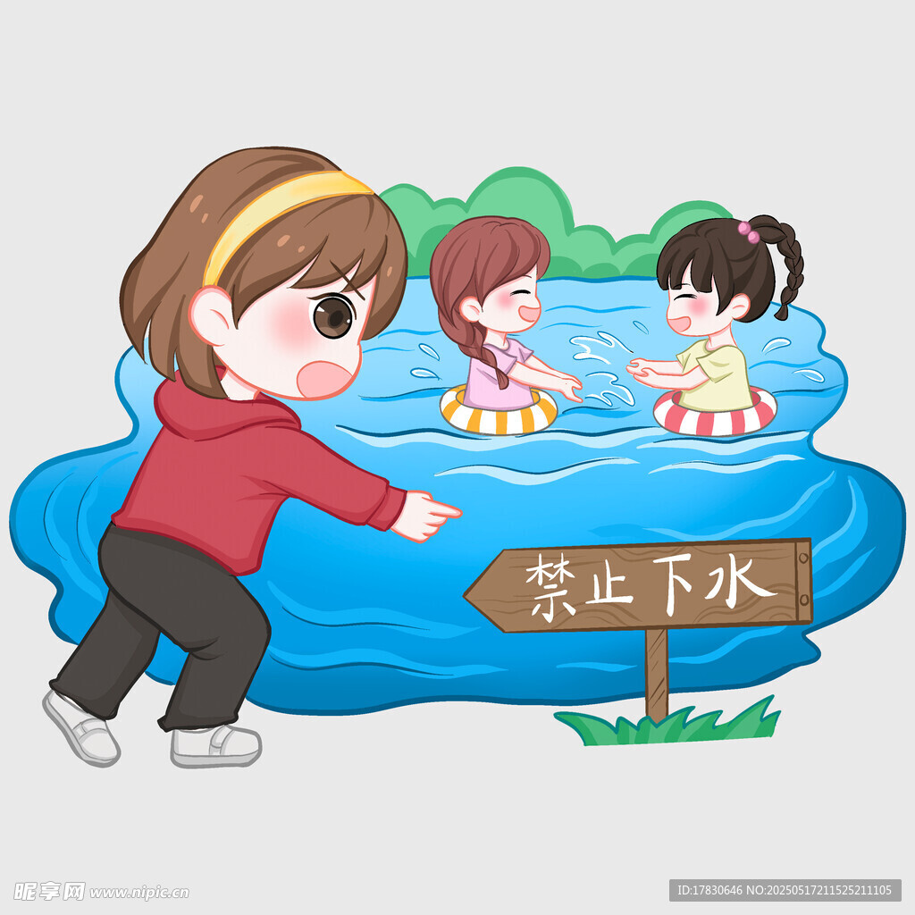 劝阻儿童禁止下水场景