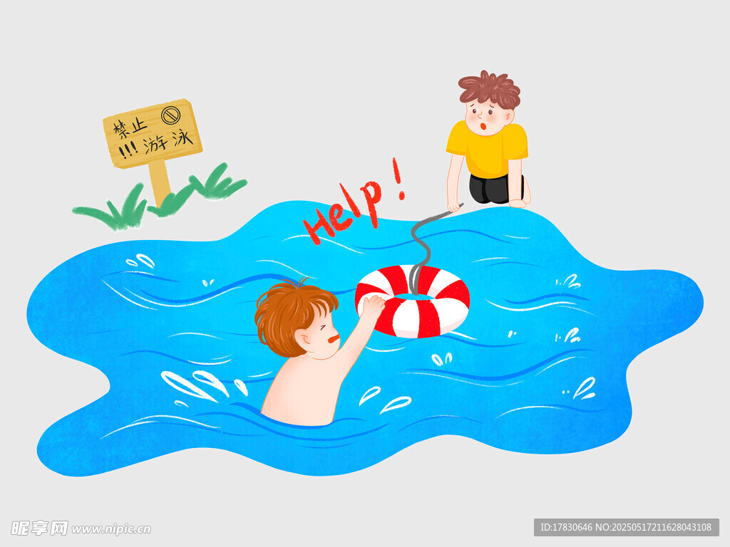 男孩泳池游泳欢乐场景