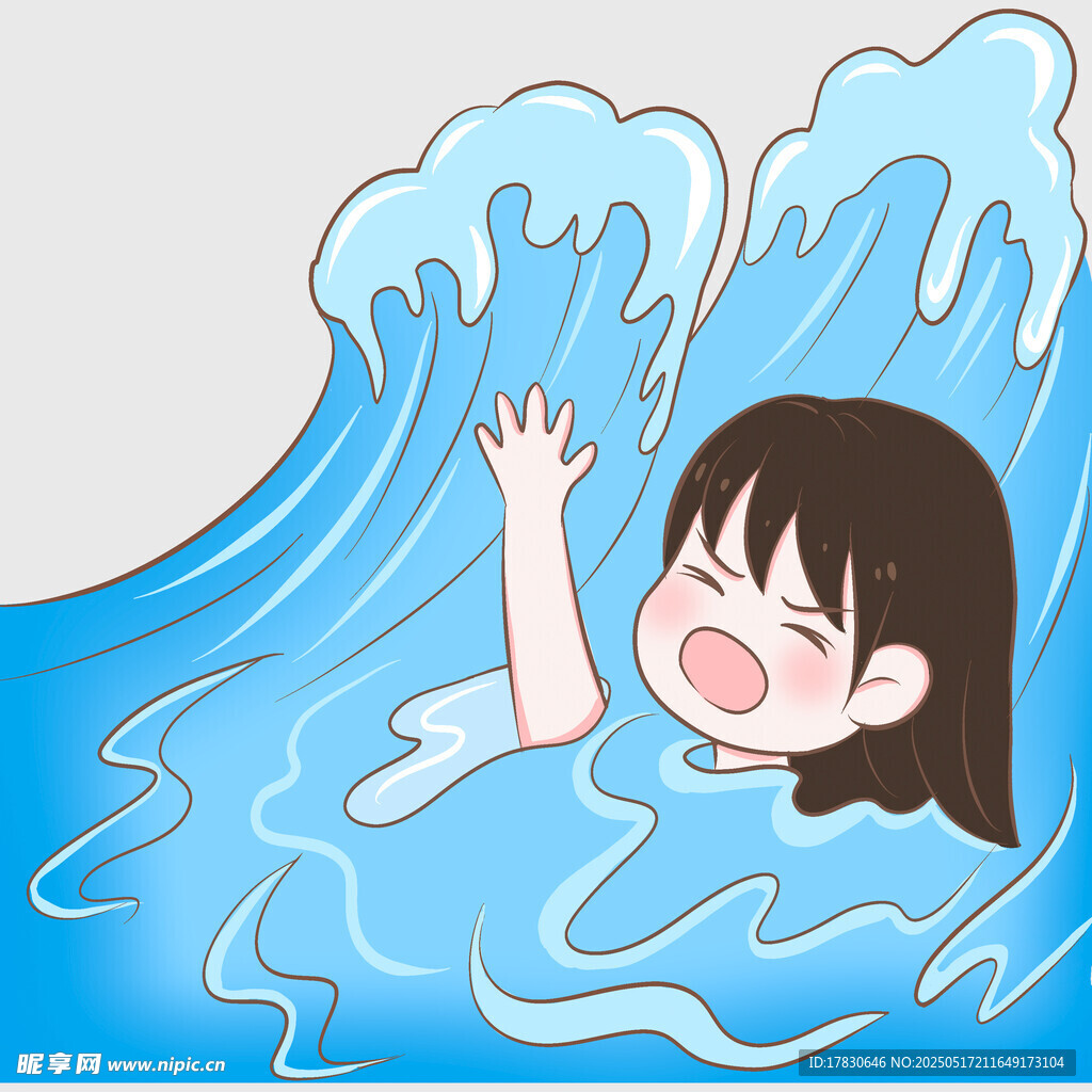 女孩溺水挣扎瞬间