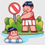 禁止游泳场景插画