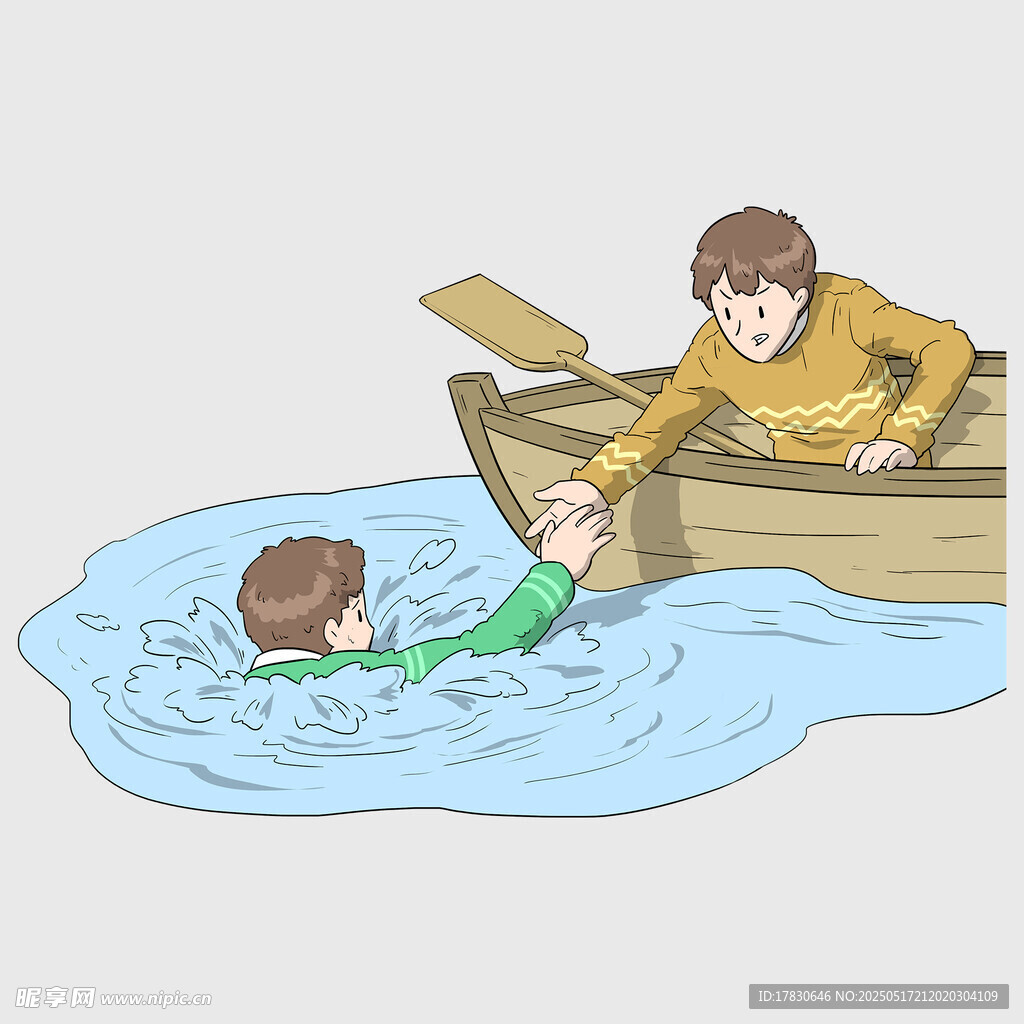 船上人伸手救落水者