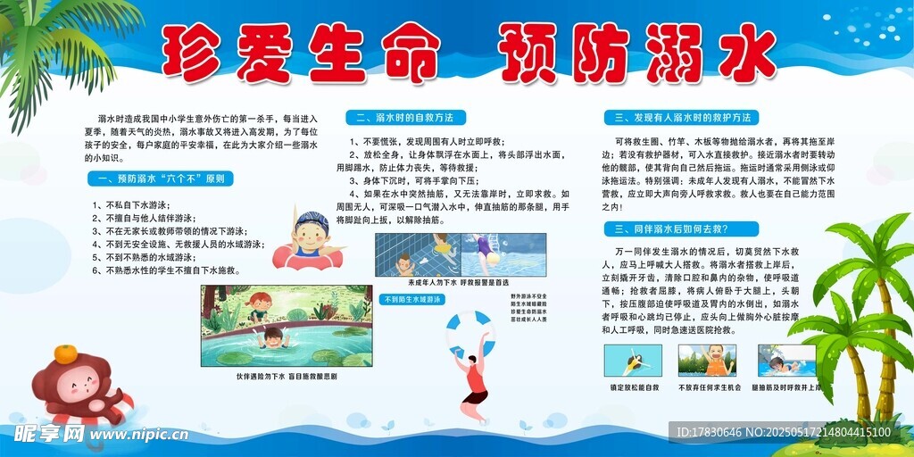 珍爱生命 预防溺水宣传板