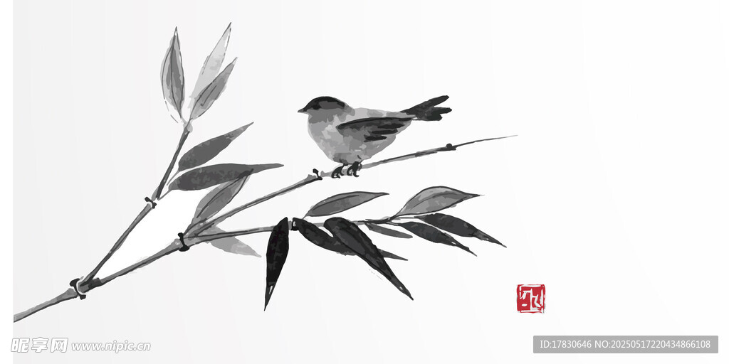 竹枝上的小鸟
