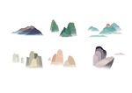 多样风格山水元素插画