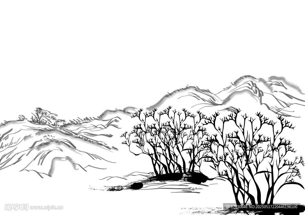 水墨山水风景图