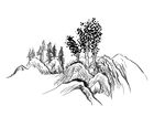 水墨风山林简笔画