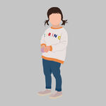 穿卫衣抱玩偶的卡通女孩
