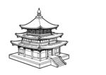 传统中式宝塔建筑线稿