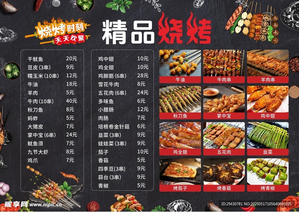 烧烤菜单