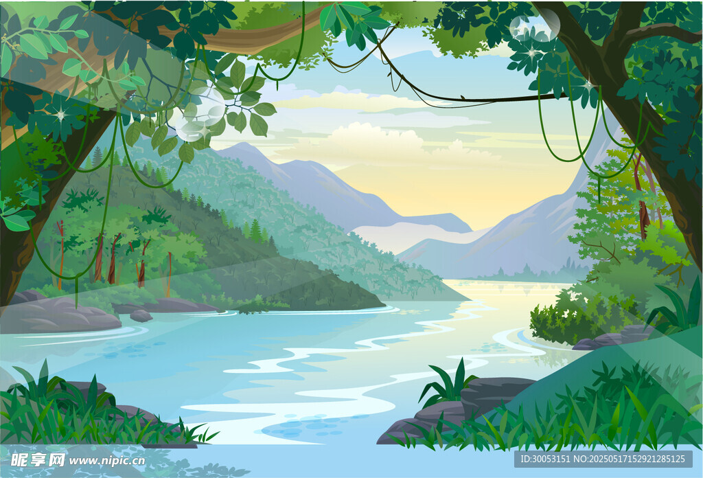 林间河畔美景