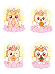 小马儿坐莲花抱元宝卡通插画图像