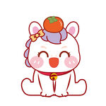 小马儿顶柿子卡通插画图片