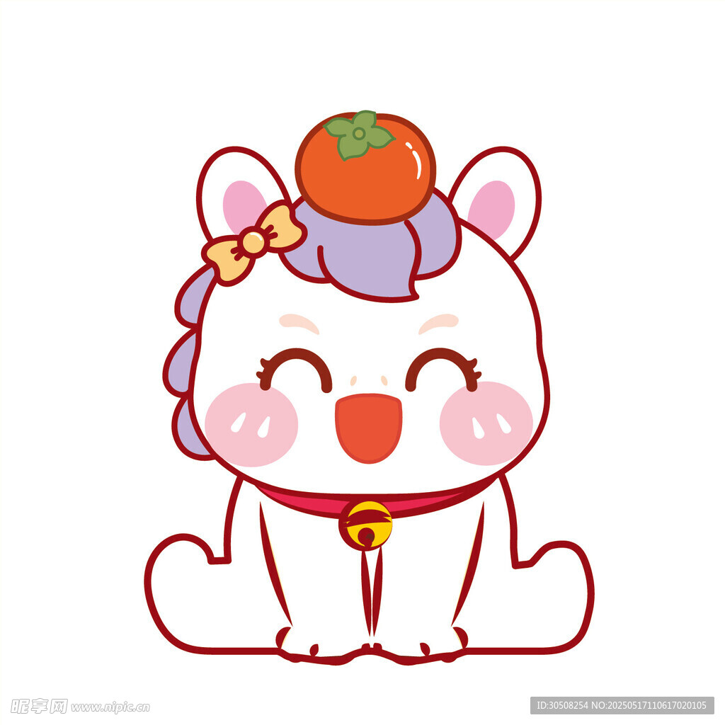 小马儿顶柿子卡通插画图片