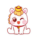 小马儿顶元宝卡通插画图片