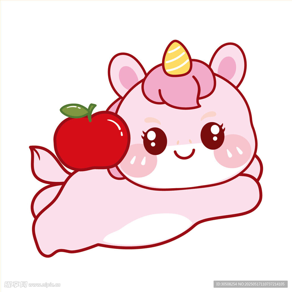 马宝宝背苹果卡通插画图片