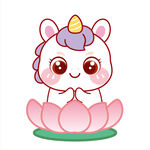 小马儿坐莲花开心卡通插画图片