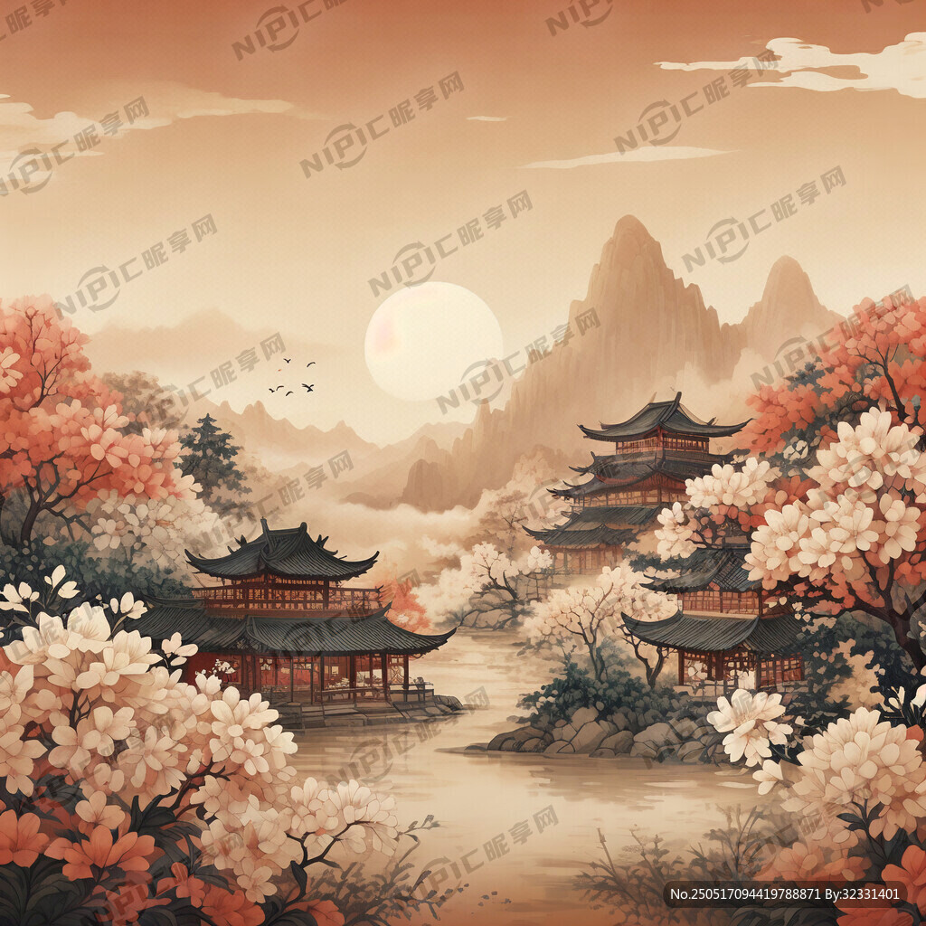 好看的暖色小碎花四方图