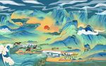 青山山水背景墙