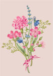 复古插画花