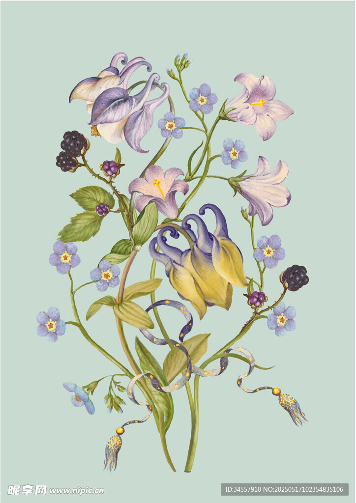 复古手绘花
