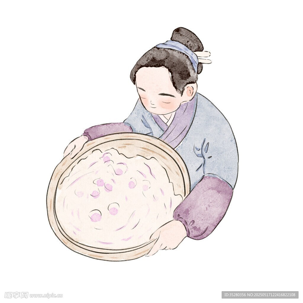 古代女子筛面粉场景