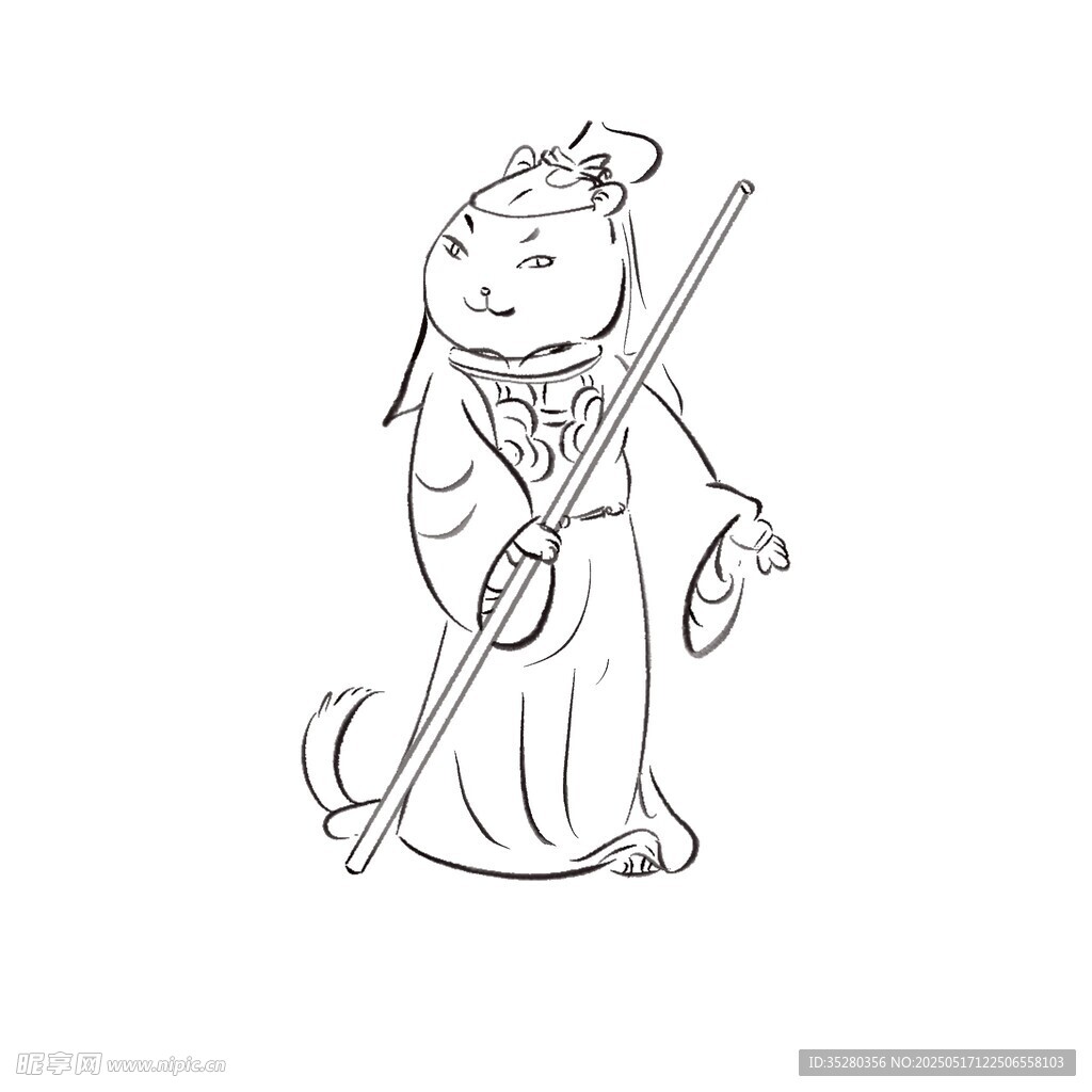 持棍猫咪古装形象