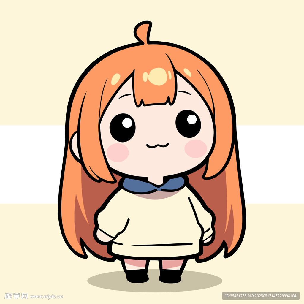 可爱红发卡通小女孩