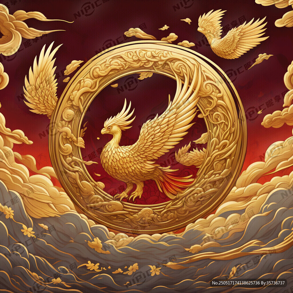 黄金 金元宝 大鹏鸟 红太阳