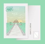 海边栈桥明信片设计图