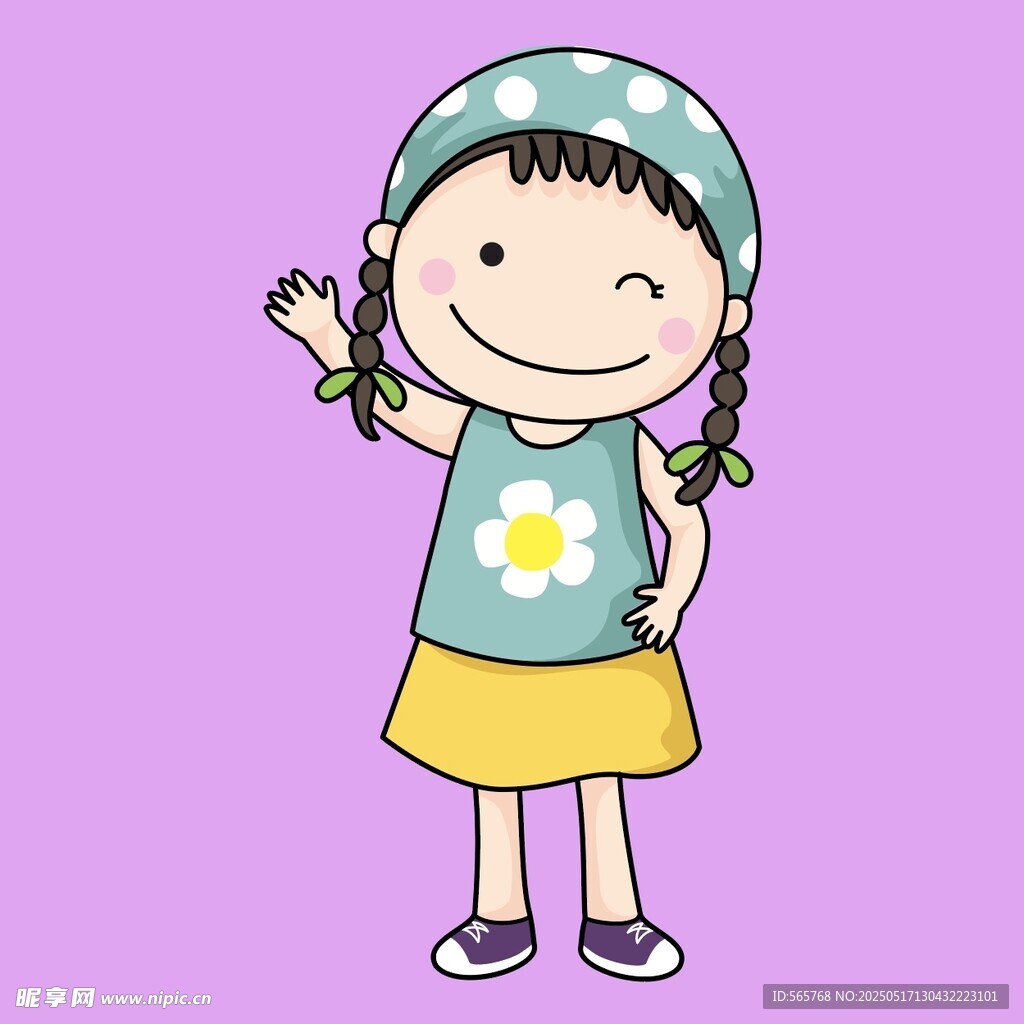 扎辫女孩俏皮可爱