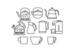 简约茶具图标集合