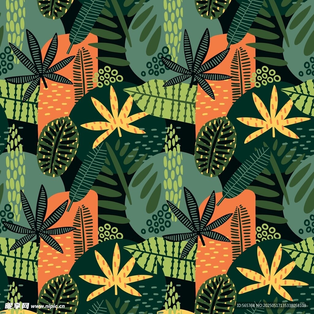 热带植物图案背景纹理
