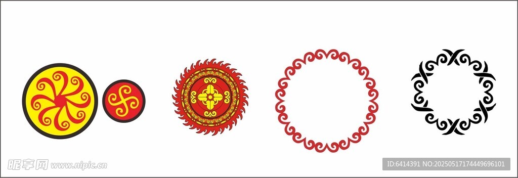 彝族多彩圆形装饰图案