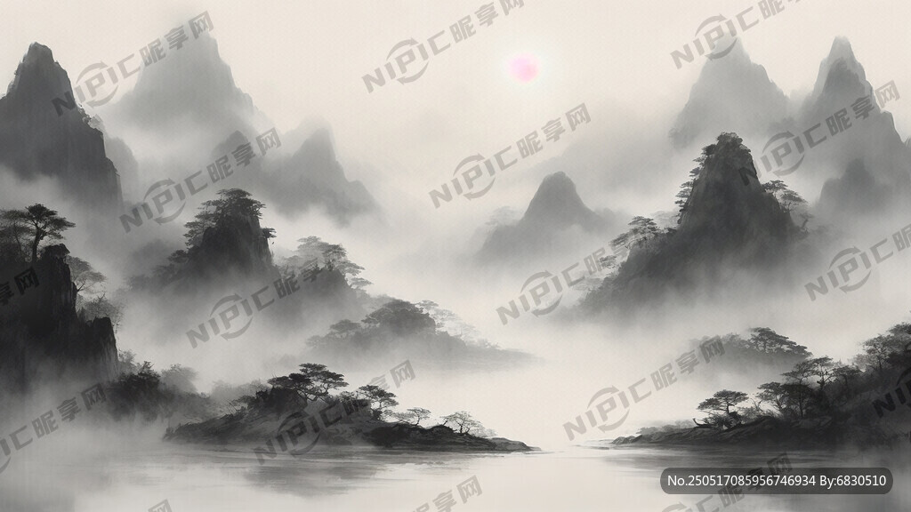 山谷 中国风 中国画 山水