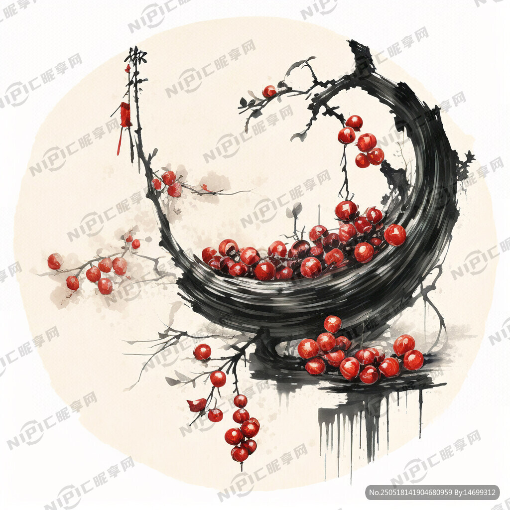 水墨 古风 手串 中国画 树林